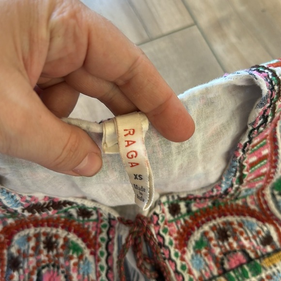 RAGA Embroidered Striped Cotton Tassel Tie BOHO Cardigan Jacket Top Size XS - Picture 4 of 8